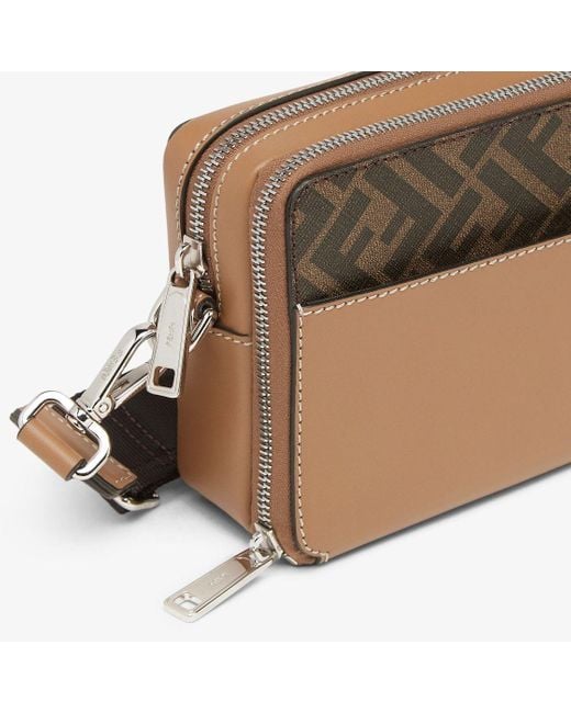 Fendi Brown Logo Plaque Zipped Camera Case for men