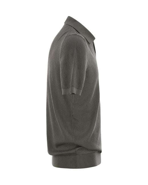 Fedeli Black Giza Cotton Polo Shirt for men