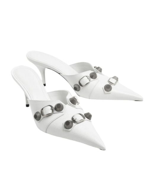 Balenciaga White Cagole Pointed Toe Mules
