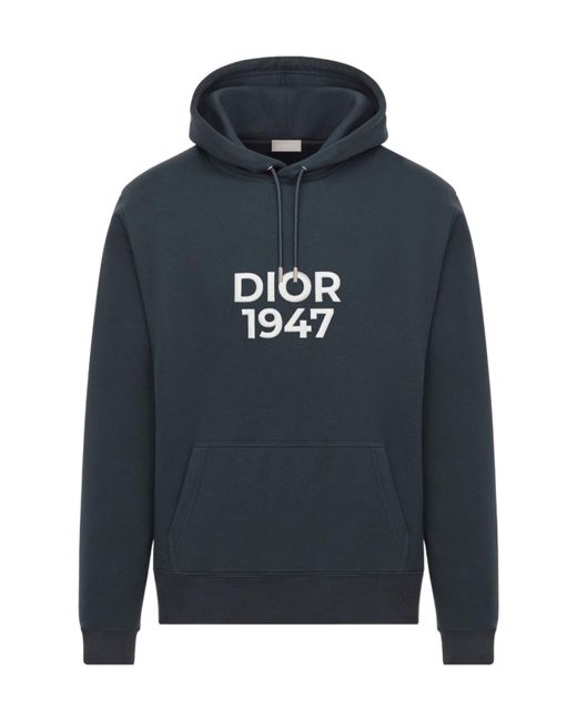 Dior Men's Blue Homme Logo Printed Drawstring Hoodie