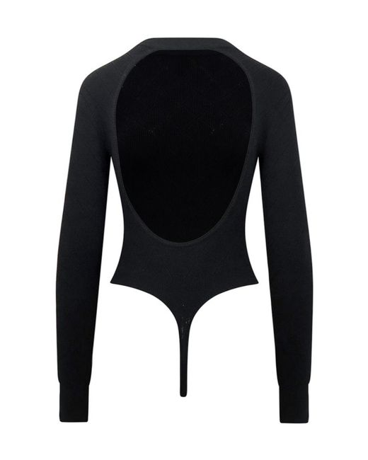 Balmain Blue Ribbed Long-Sleeved Bodysuit