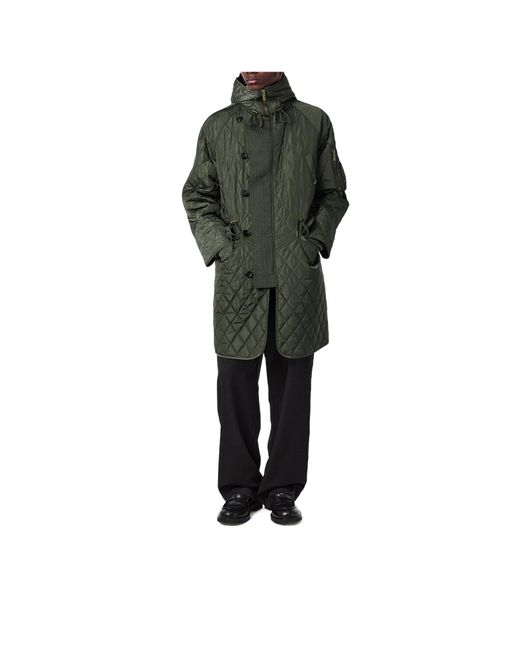 Burberry Green Parka Coat for men