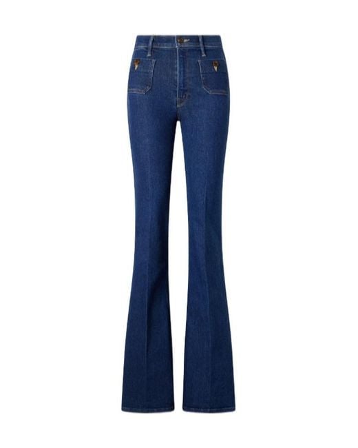 Mother Blue Vintage High-Waisted Flared Jeans