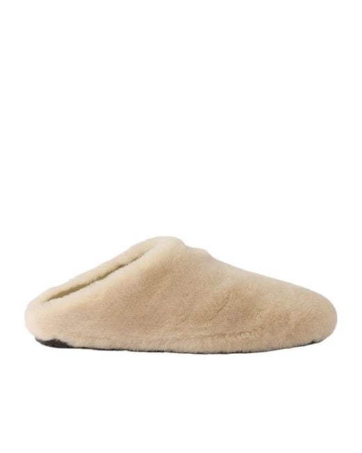 Prada Natural Triangle-Logo Mules