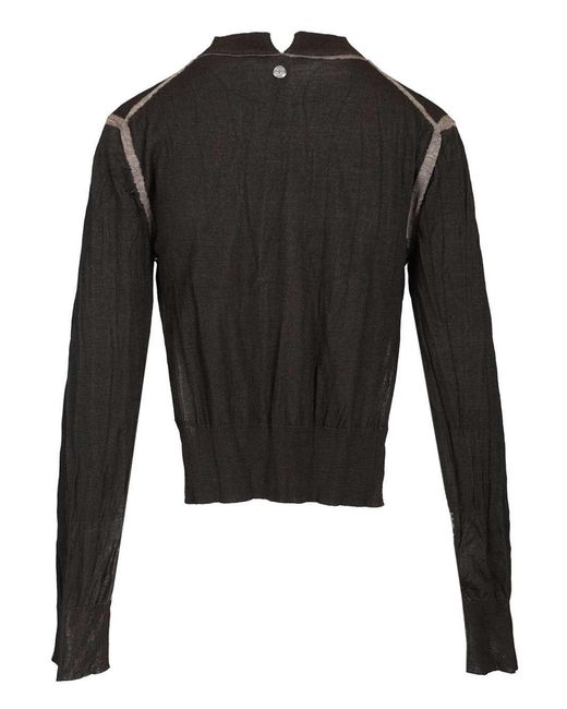 Acne Black Wrinkled V-Neck Jumper