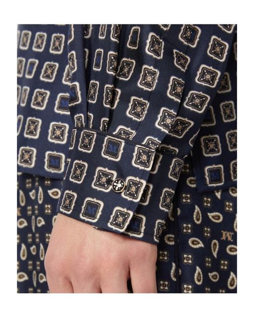 Max Mara Blue Silk Printed Shirt
