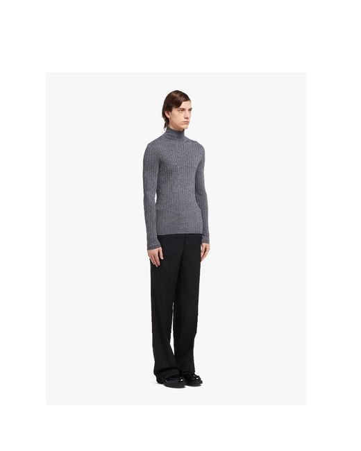 Prada Blue Cashmere Turtleneck for men