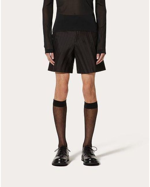 Valentino Black Pleated Above-Knee Length Shorts for men