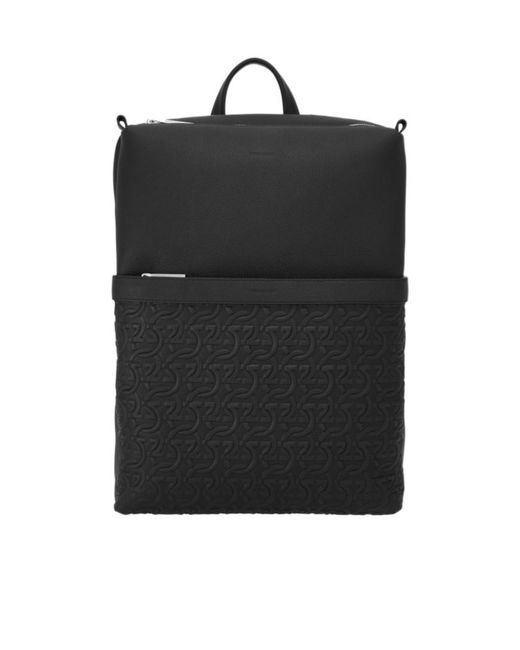 Ferragamo Black Top Handle Backpack for men