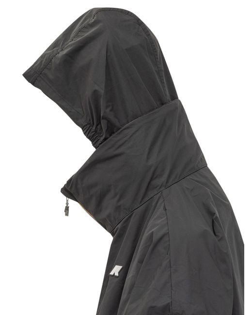 K-Way Black Foldable Hood Waterproof Hooded Jacket