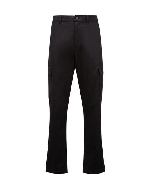 Moncler Black Stretch Gabardine Cargo Trousers for men