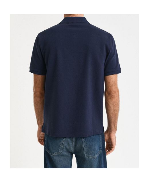 Gant Blue Logo Short Sleeve Polo Shirt for men