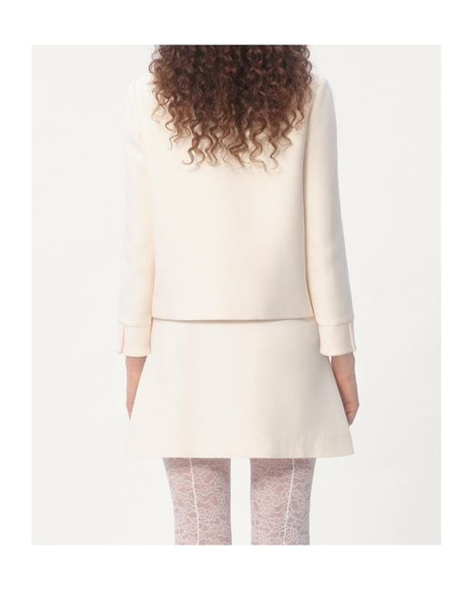 Valentino White Crepe Coutre Cropped Jacket