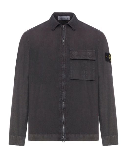 Stone Island Gray Zip Overshirt Jacket for men