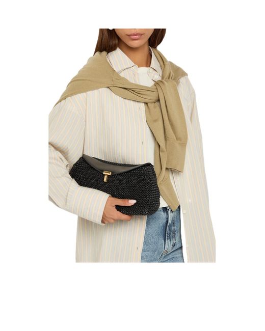 Totême Black Leather Clutch Bag