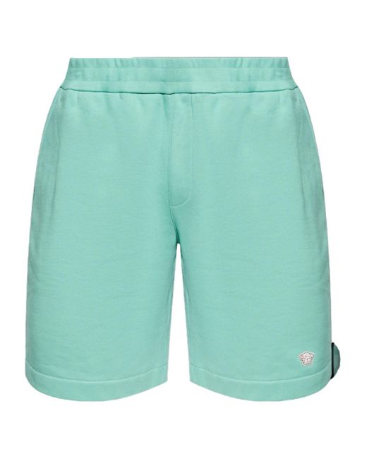 Versace Blue Medusa-Patch Elasticated Waistband Shorts for men