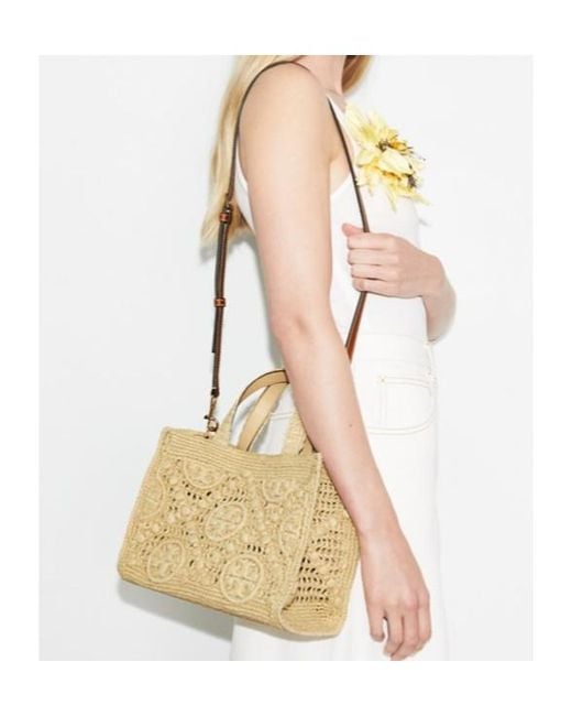 Tory Burch Metallic T Monogram Top-Handle Tote Bag