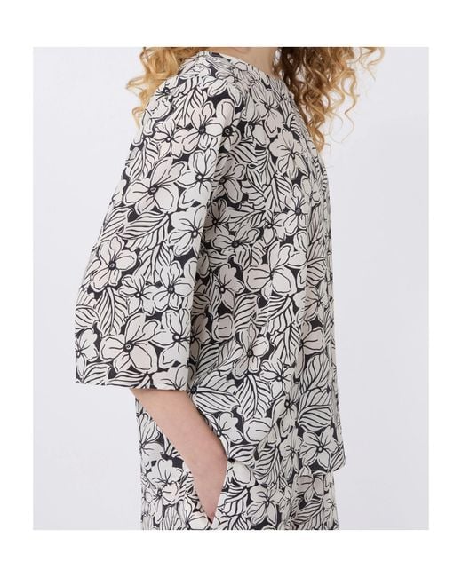 Weekend by Maxmara White Floral-Print Silk Blouse
