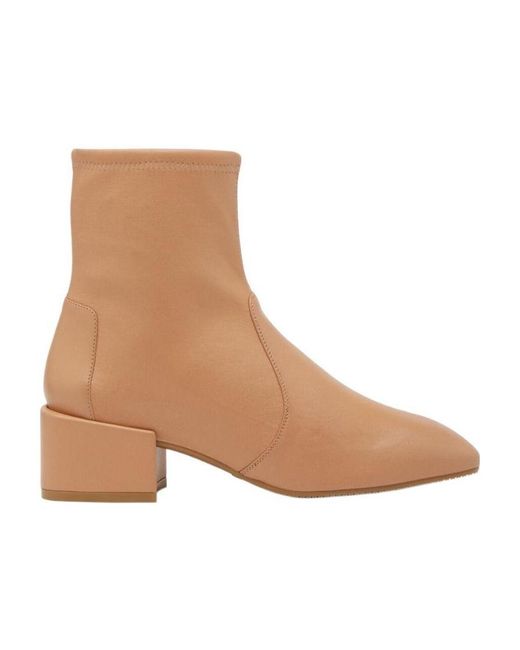 Stuart Weitzman Brown Slip-On Ankle Boots