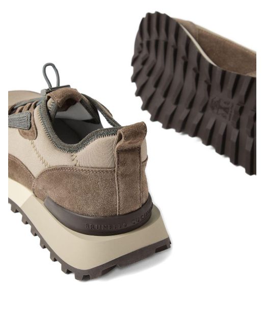 Brunello Cucinelli Brown Techno-Suede Runner Sneakers