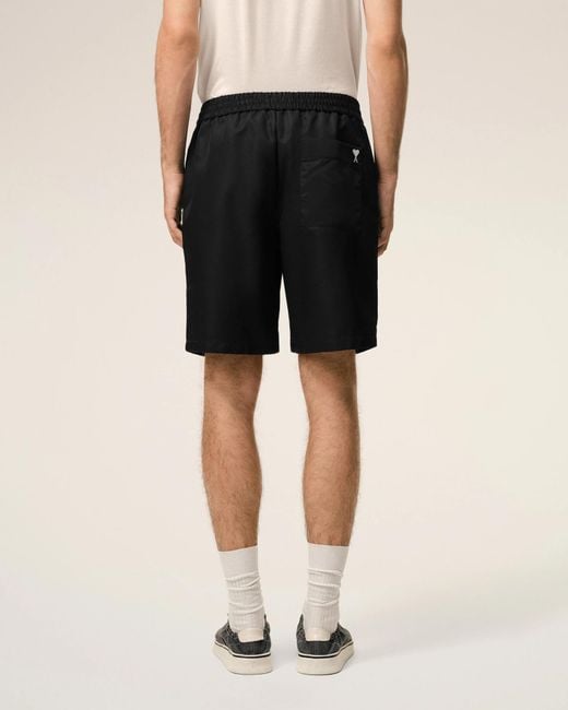 AMI Black Ami Elastic Waist Nylon Shorts for men