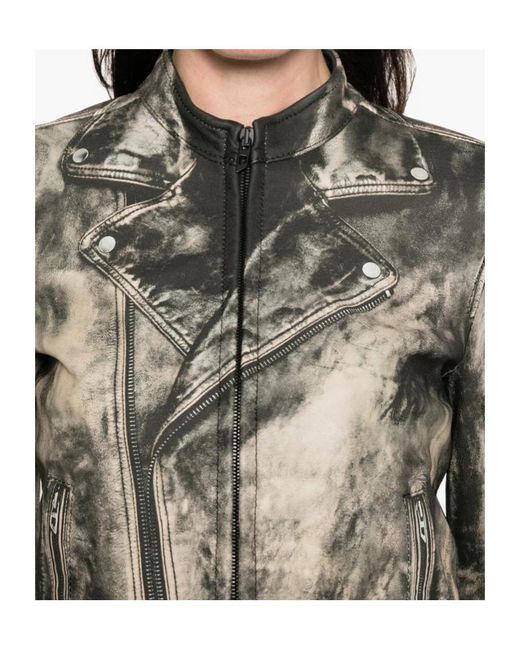 DIESEL Multicolor L-Uxure Zip-Fastening Leather Jacket