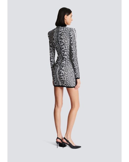 Balmain Multicolor Short Snakeskin Textured Knit Dress