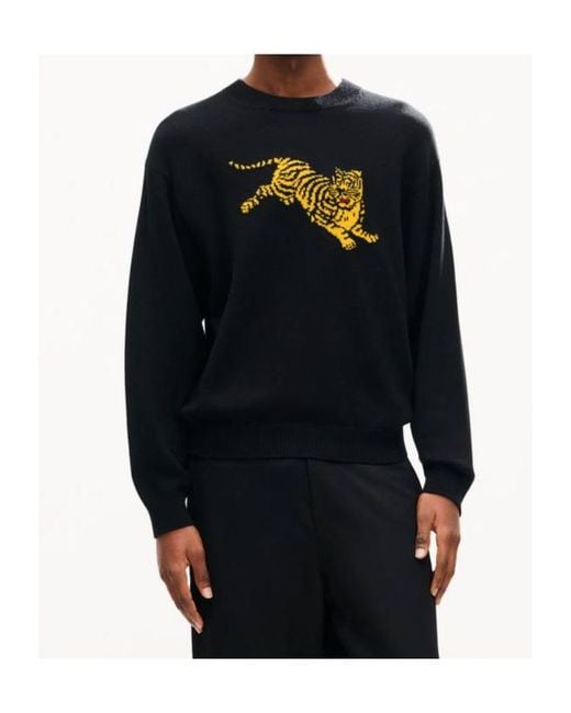 KENZO Black Jumping Tiger' Embroidered Jumper for men