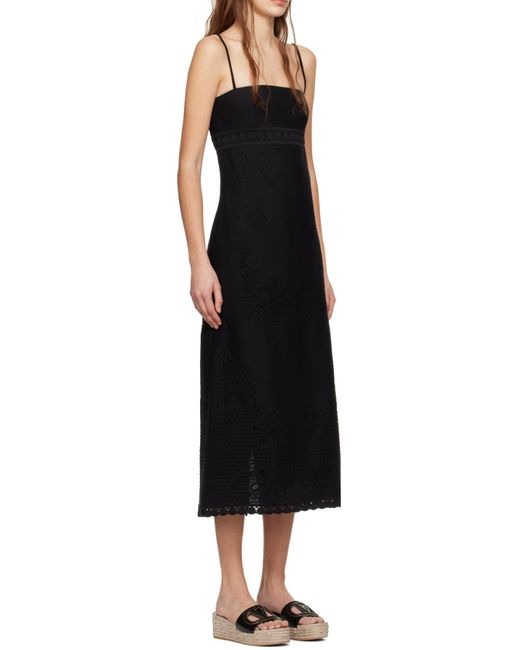 Valentino Black Floral Patterned Sleeveless Dress