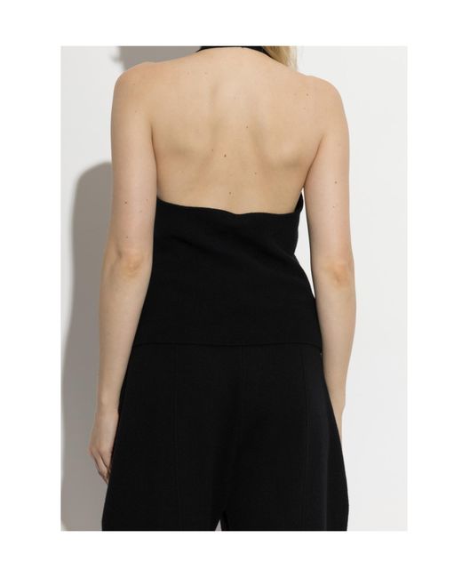 Lisa Yang Black Immy Halterneck Buttoned Top