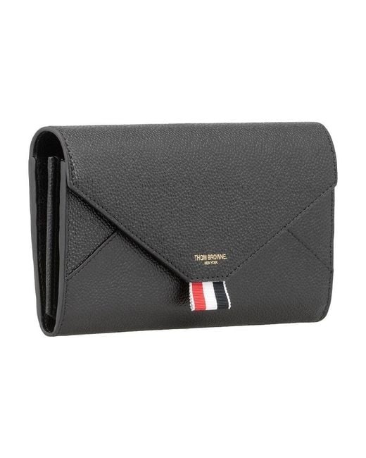 Thom Browne Gray Logo Printed Envelope Continental Wallet