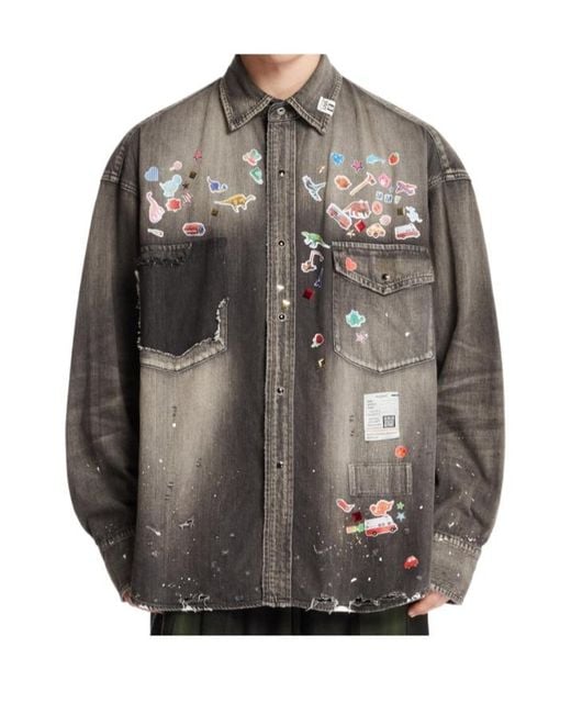 Maison Mihara Yasuhiro Gray Long-Sleeve Denim Shirt for men