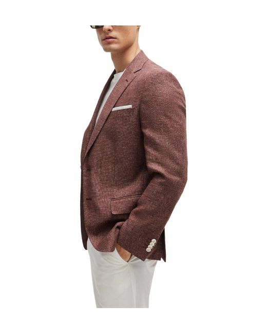 Boss Brown Single-Breasted Blazer for men