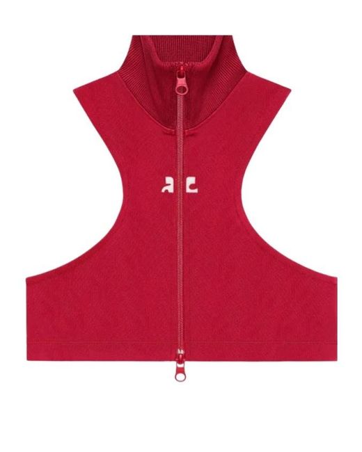 Courreges Red Courrèges Scuba Cropped Zipped Jacket