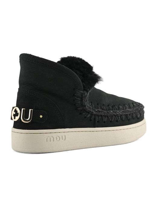 Mou Black New Eskimo Braided-Detail Ankle Boots