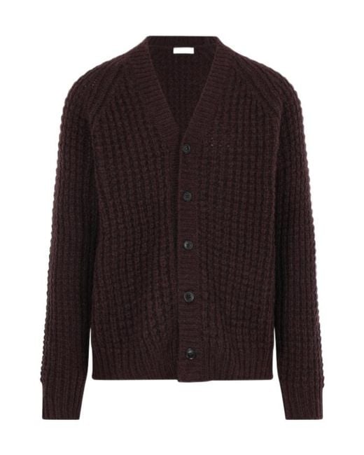 Roberto Collina Brown V-Neck Waffle Knit Cardigan for men