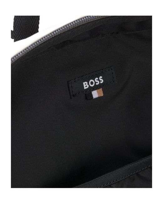 Boss Gray Faux-Leather Backpack With Reflective Details for men