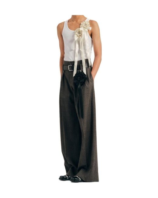 Simone Rocha Black Peeling Waist Wide Leg Trousers for men