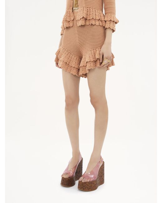 Chloé Natural Ruffled Mini Shorts
