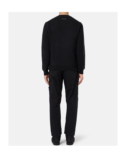 Stone Island Black Compass Detailed Crewneck Sweatshirt for men