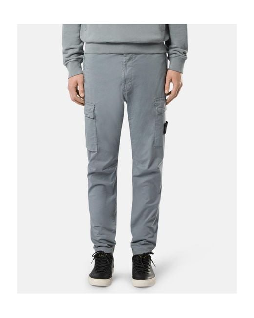 Stone Island Blue Compass-Badge Trousers for men