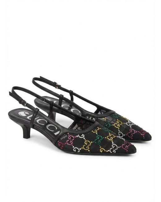 Gucci Multicolor Embellished Slingback Pumps