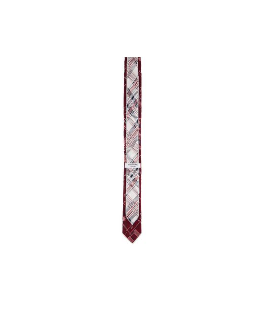 Thom Browne White Checked Tie for men