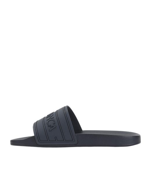 Casablanca Blue Logo-Embossed Sliders for men