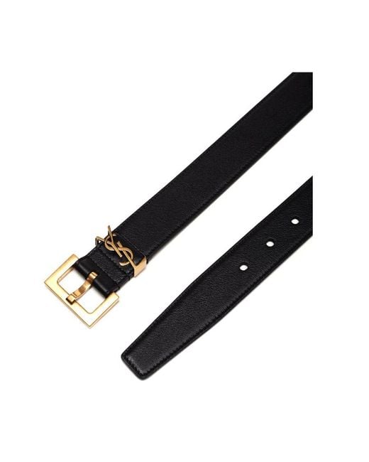 Saint Laurent White Monogram Buckle Belt