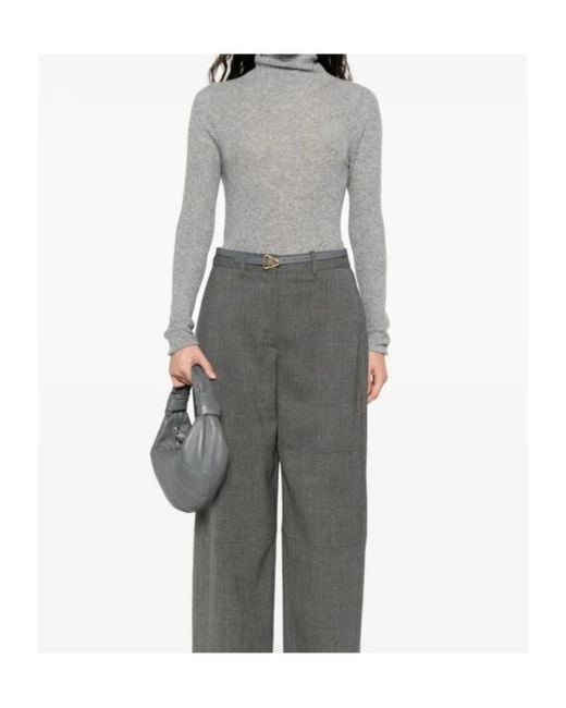 Fabiana Filippi Gray Ribbed-Knit Turtleneck Jumper