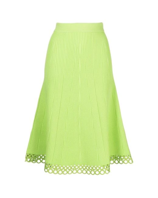 Jonathan Simkhai Green A-Line Ribbed Midi Skirt