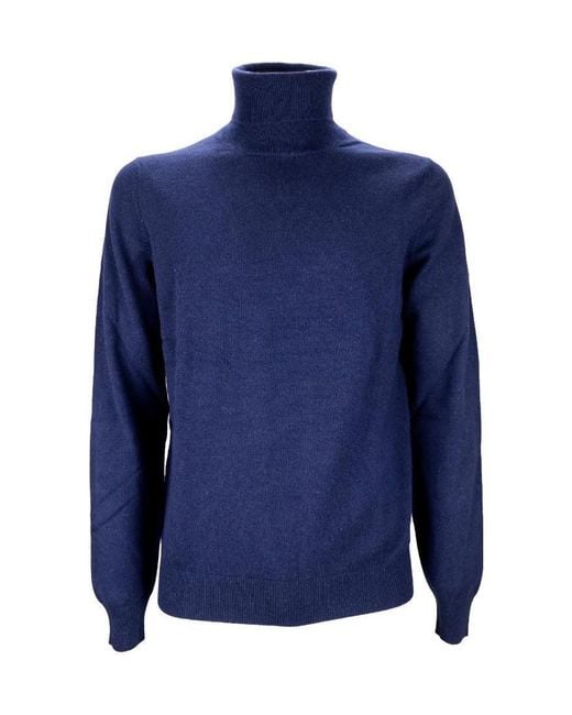 Gran Sasso Blue Long Sleeve Turtleneck Jumper for men