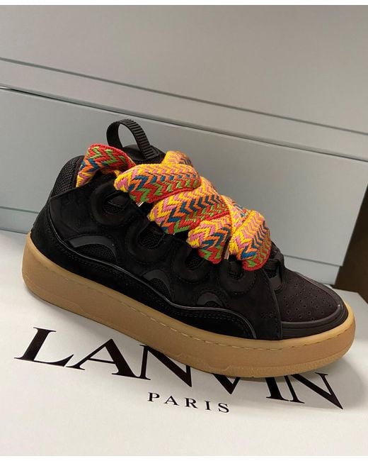 Lanvin Black Curb Lace-Up Sneakers