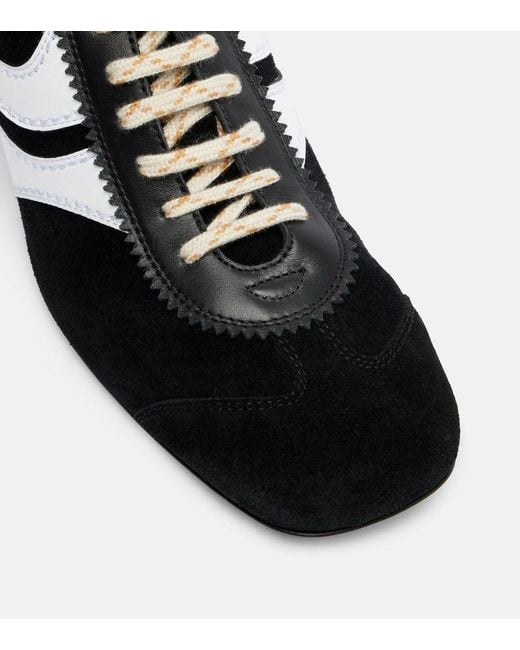 Dries Van Noten Black 65 Leather-Trimmed Suede Mules